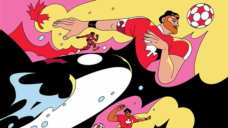 Artwork by Rafael Mayani from Vancouver, Canada, created for Visa’s Reimagine FIFA World Cup 2026 collaboration.